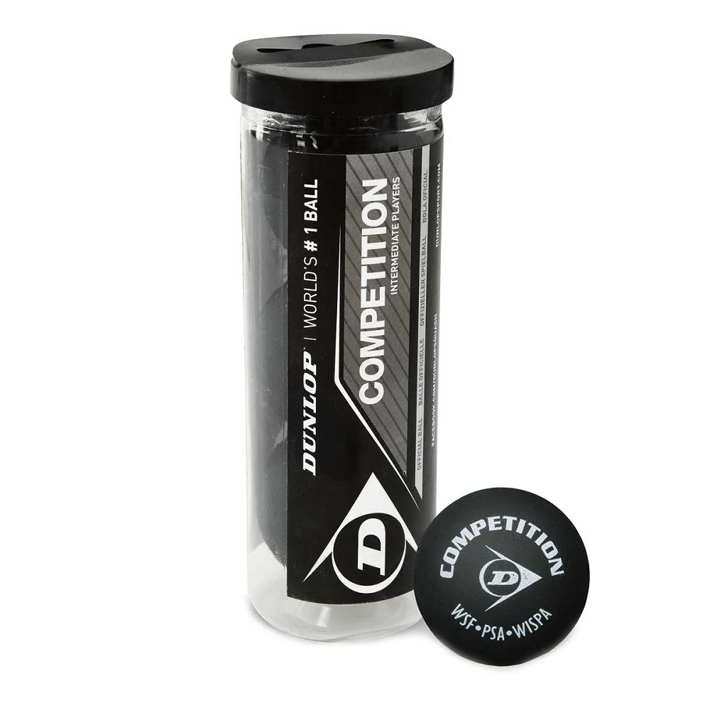 Dunlop Competition Yellow Dot Squash Balls - 3 Balls