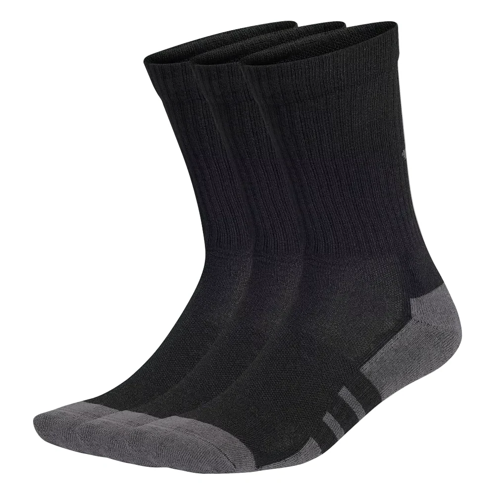 Adidas Mens Cushioned Crew Socks - Pack of 3 - Black/Grey