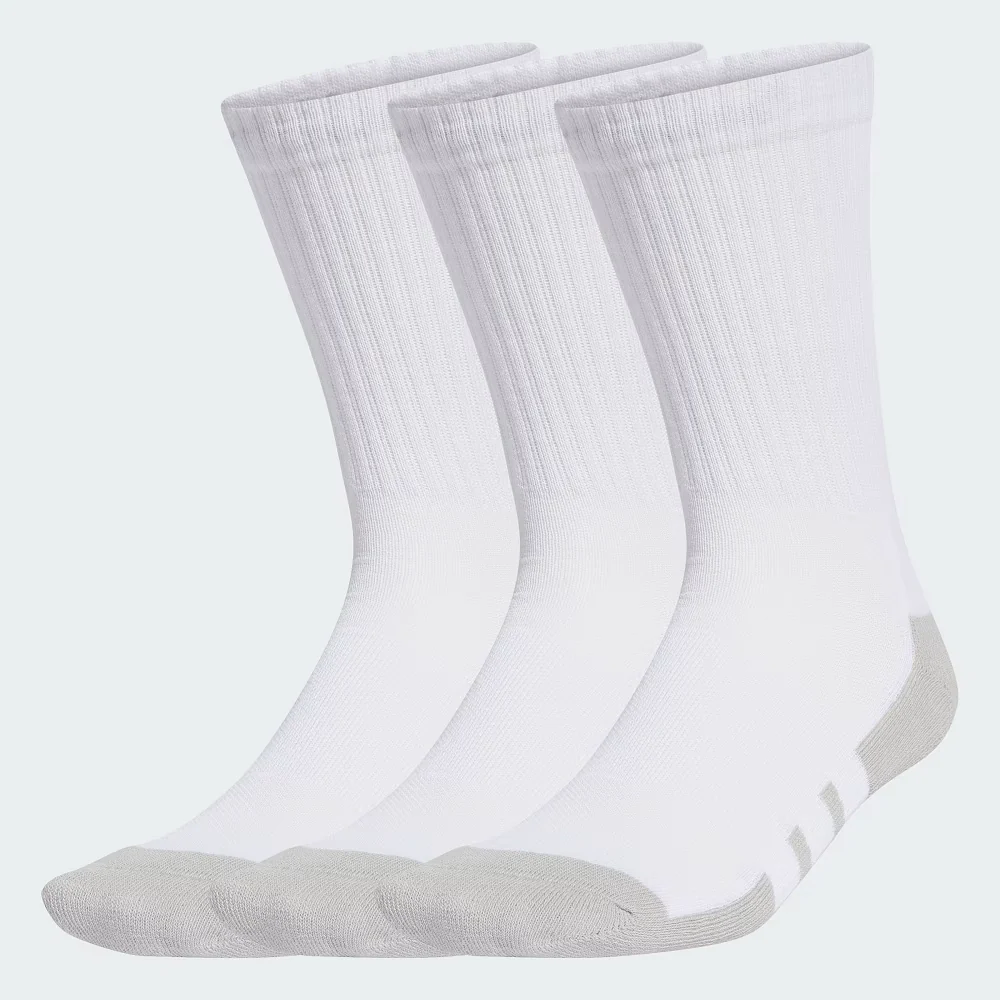 Adidas Mens Cushioned Crew Socks - Pack of 3 - White/Grey