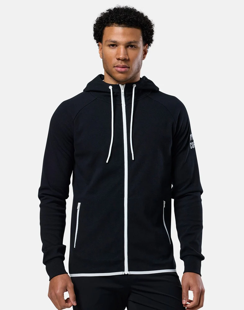 Gym + Coffee Chill Full Zip Men's Hoodie - Black