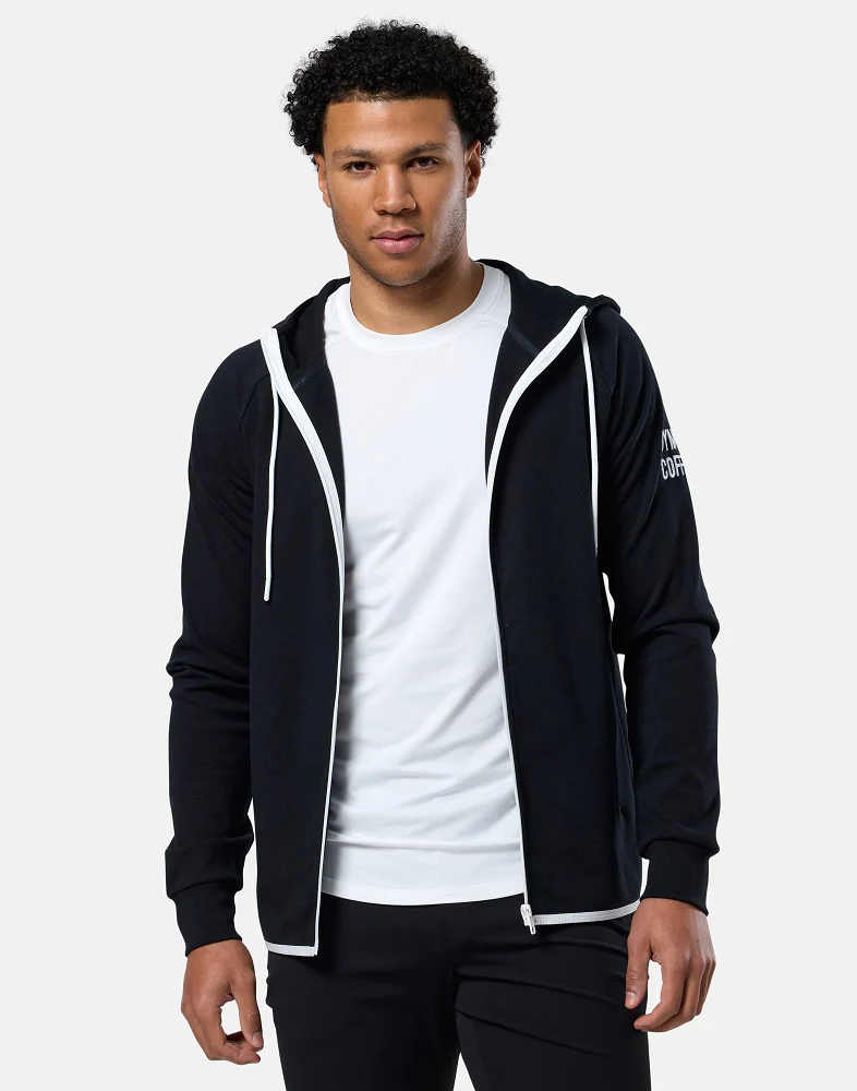 Gym + Coffee Chill Full Zip Men's Hoodie - Black - Image 2