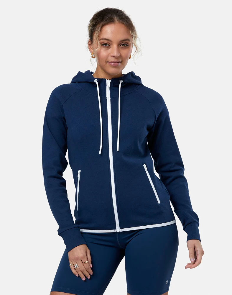 Gym + Coffee Chill Full Zip Women's Hoodie - Petrol Blue