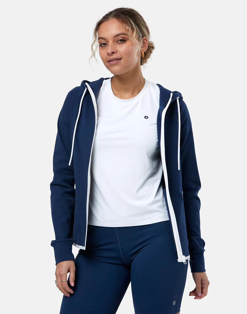 Gym + Coffee Chill Full Zip Women's Hoodie - Petrol Blue - Image 3