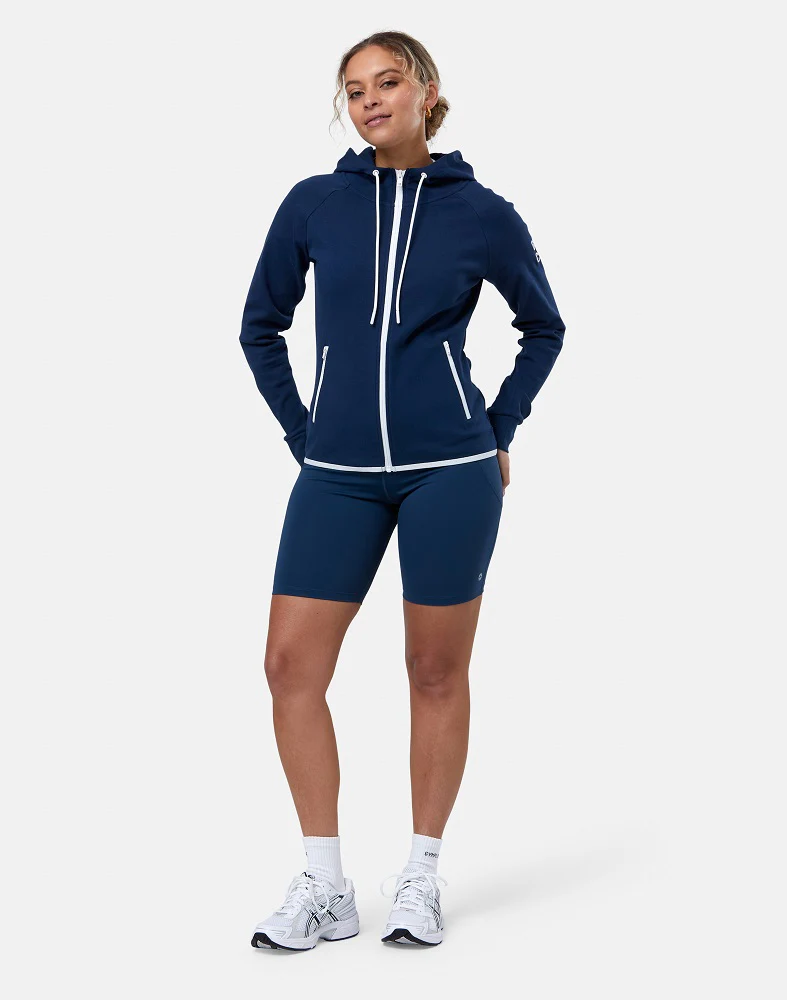 Gym + Coffee Chill Full Zip Women's Hoodie - Petrol Blue - Image 4
