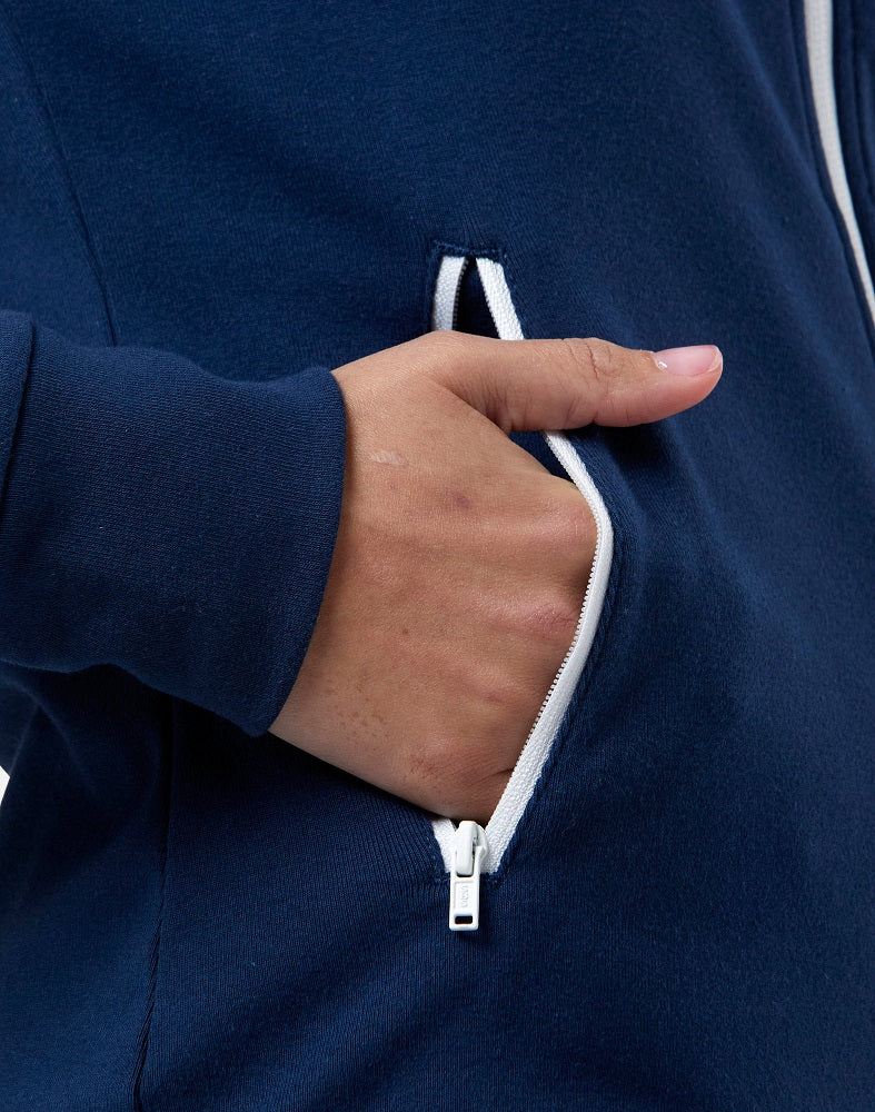 Gym + Coffee Chill Full Zip Women's Hoodie - Petrol Blue - Image 6