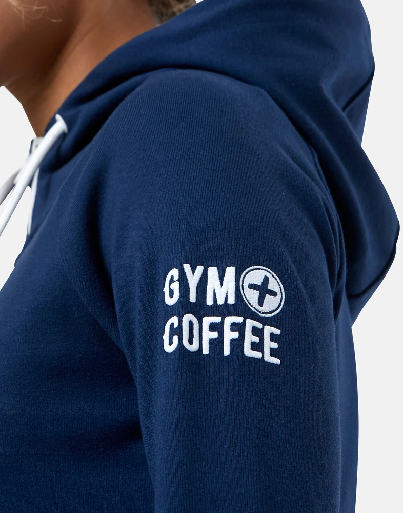 Gym + Coffee Chill Full Zip Women's Hoodie - Petrol Blue - Image 7
