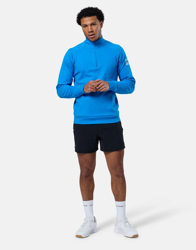 Gym + Coffee Chill Half Zip Men's Hoodie - Sky Blue - Image 2