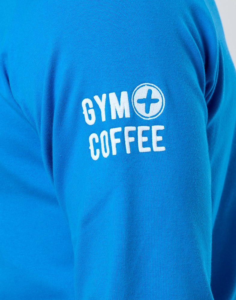Gym + Coffee Chill Half Zip Men's Hoodie - Sky Blue - Image 7