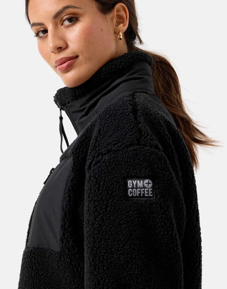 Gym + Coffee Industry Fleece Jacket - Unisex - Black - Image 6