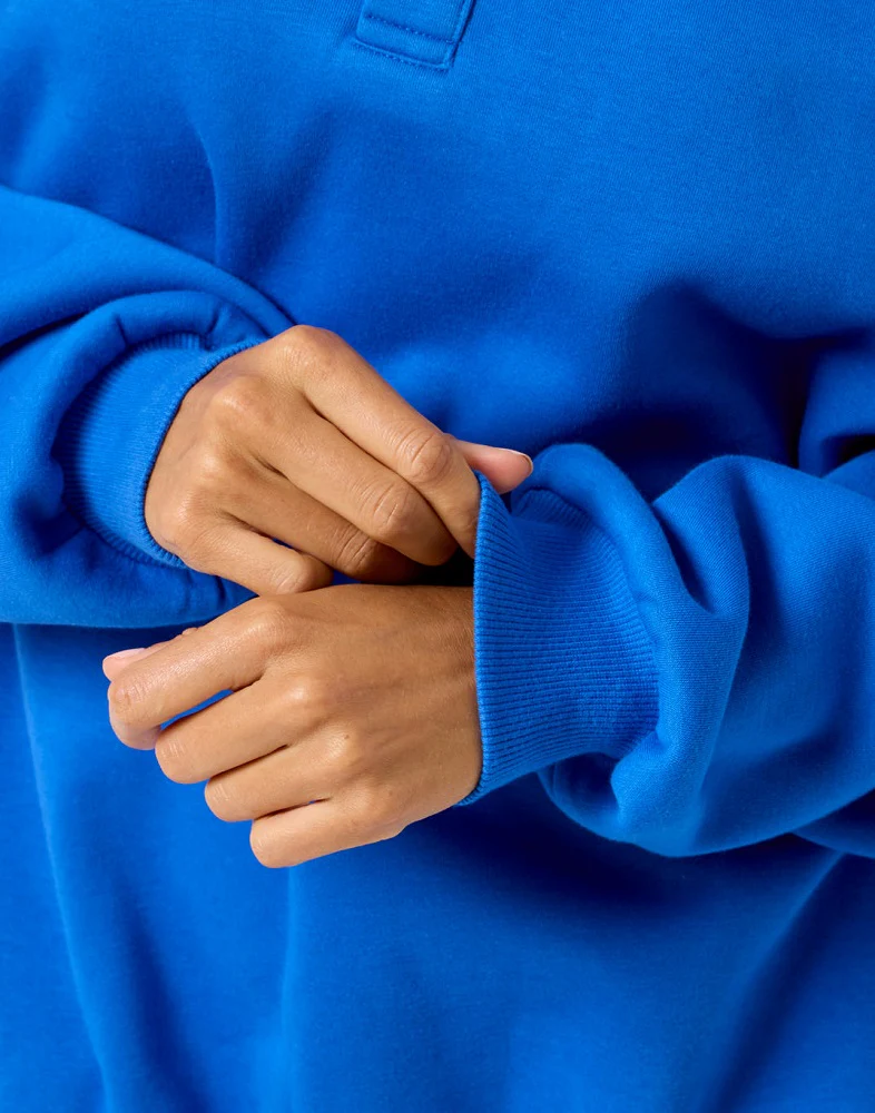 Gym + Coffee Snap Collar Sierra Sweatshirt - Azure Blue - Image 10
