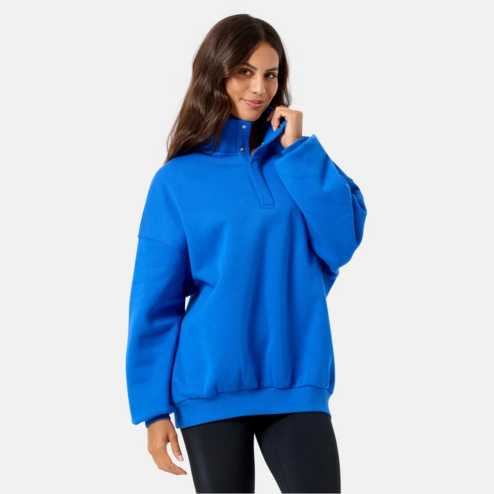 Gym + Coffee Snap Collar Sierra Sweatshirt - Azure Blue - Image 2