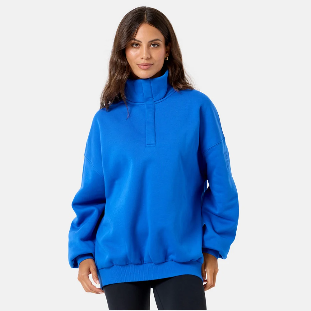 Gym + Coffee Snap Collar Sierra Sweatshirt - Azure Blue - Image 3