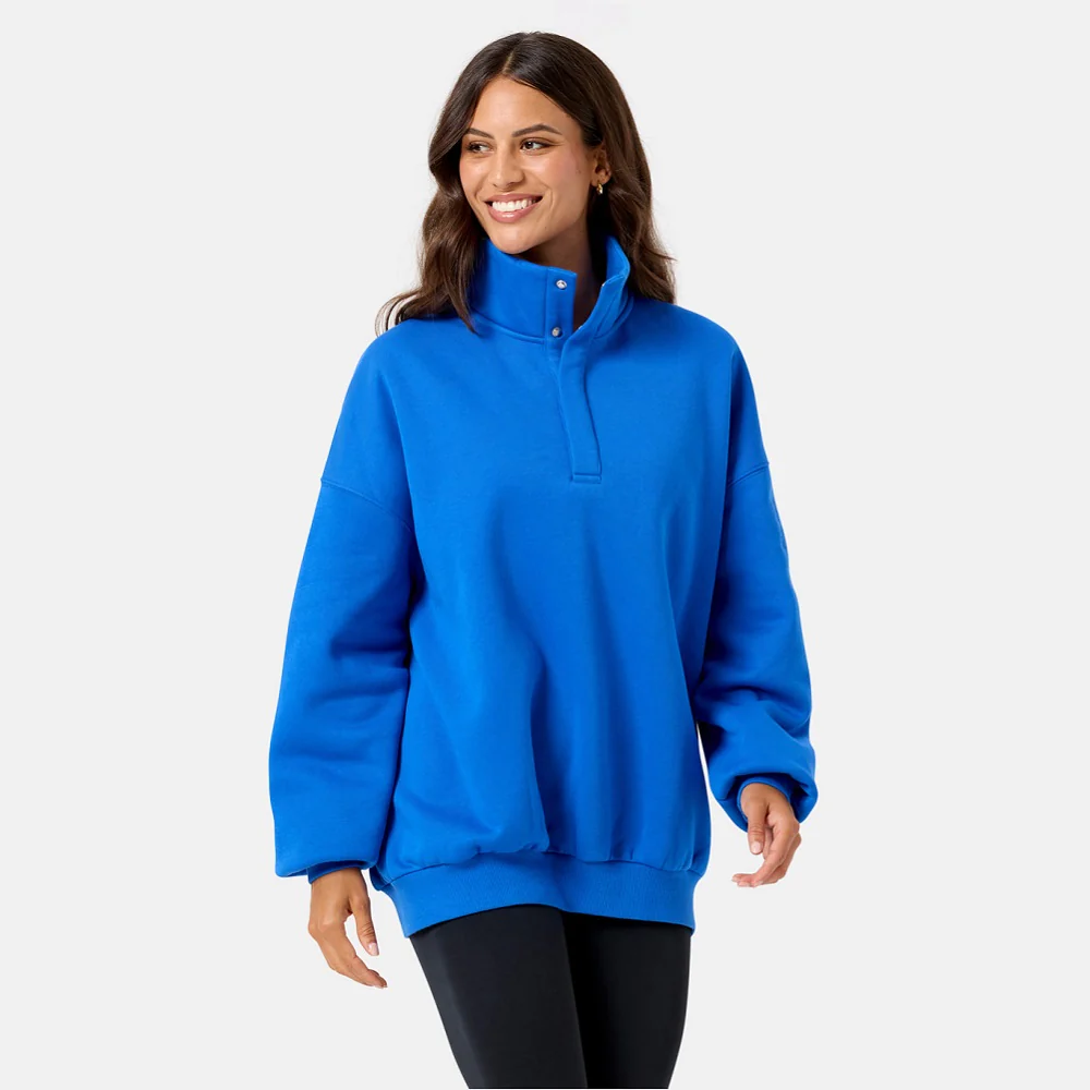 Gym + Coffee Snap Collar Sierra Sweatshirt - Azure Blue - Image 5