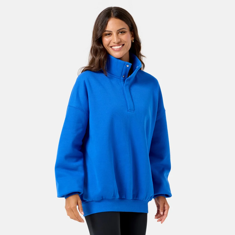 Gym + Coffee Snap Collar Sierra Sweatshirt - Azure Blue - Image 6