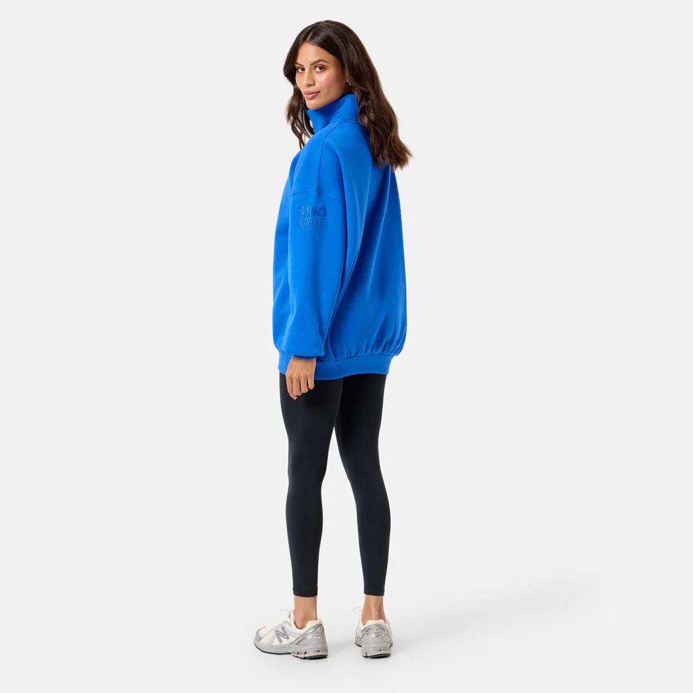 Gym + Coffee Snap Collar Sierra Sweatshirt - Azure Blue - Image 7