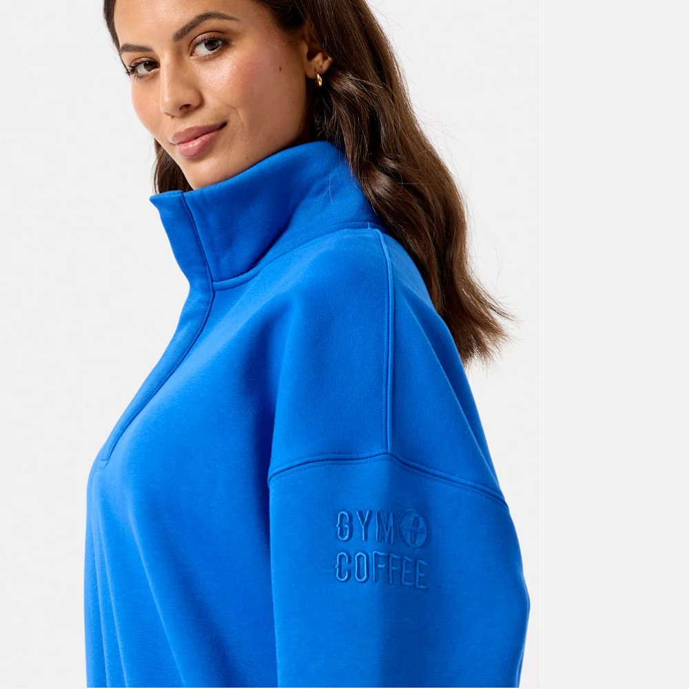 Gym + Coffee Snap Collar Sierra Sweatshirt - Azure Blue - Image 8