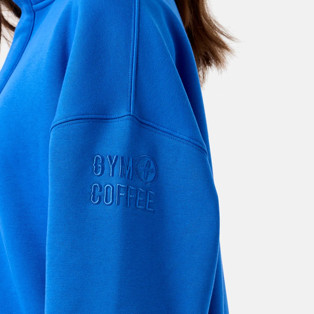 Gym + Coffee Snap Collar Sierra Sweatshirt - Azure Blue - Image 9