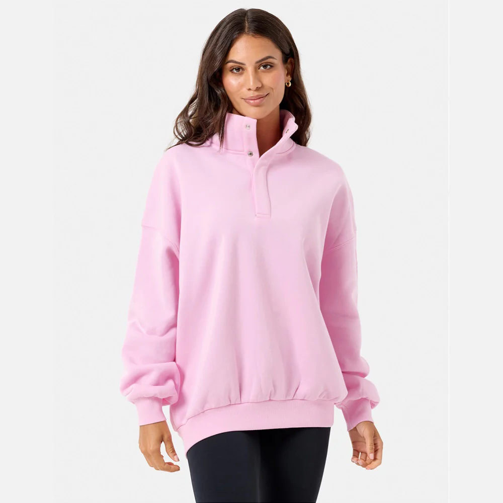 Gym + Coffee Snap Collar Sierra Sweatshirt - Baby Pink - Image 8