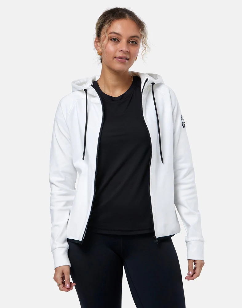 Gym + Coffee Chill Full Zip Women's Hoodie - White - Image 8