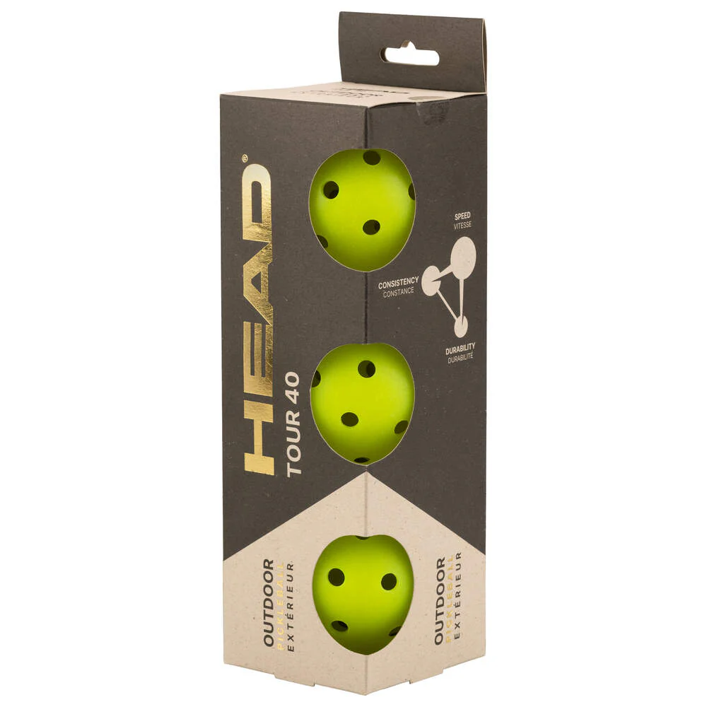 Head Tour 40 Outdoor Pickleball Balls - 3 Pack - Yellow - Image 2