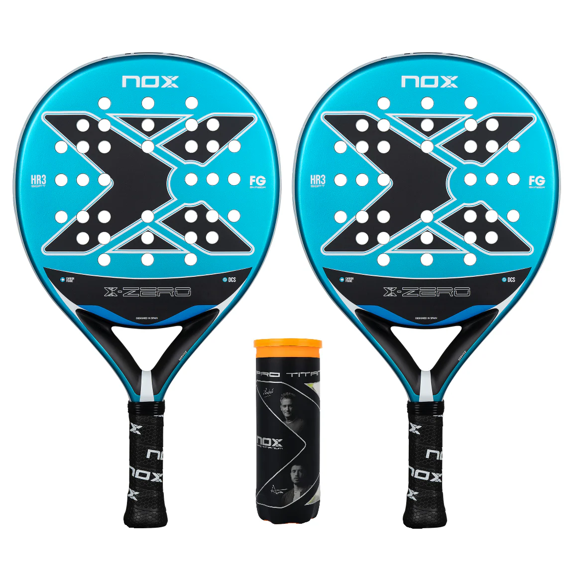 NOX X-Zero Padel Racket Twin Set - Includes 2 x Padel Rackets & 3 Padel Balls