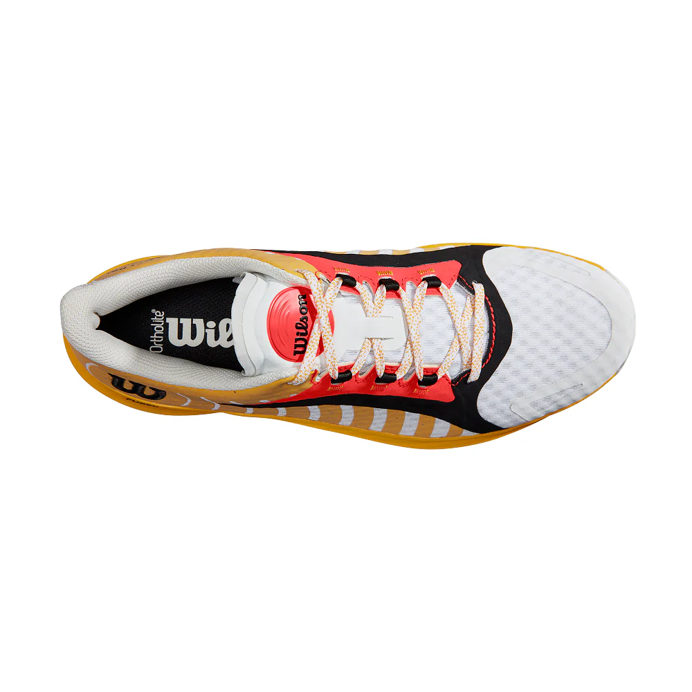 Wilson Hurakn Pro Men's Padel Tennis Sports Shoe Trainer - White/Old Gold/Fiery Coral - Image 4